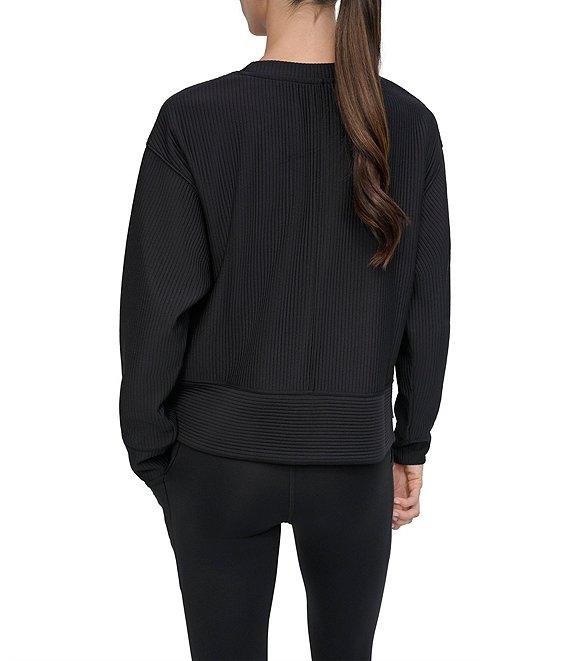DKNY Sport by Donna Karen Tech Ottoman Crew Neck Long Sleeve Side Zipper Pullover Product Image