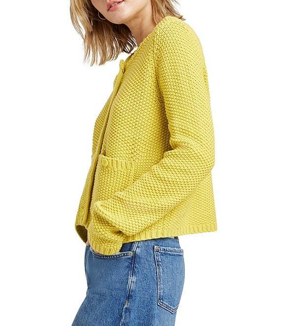 Splendid Andrea Knit Round Neck Long Sleeve Cropped Button Front Cardigan Product Image
