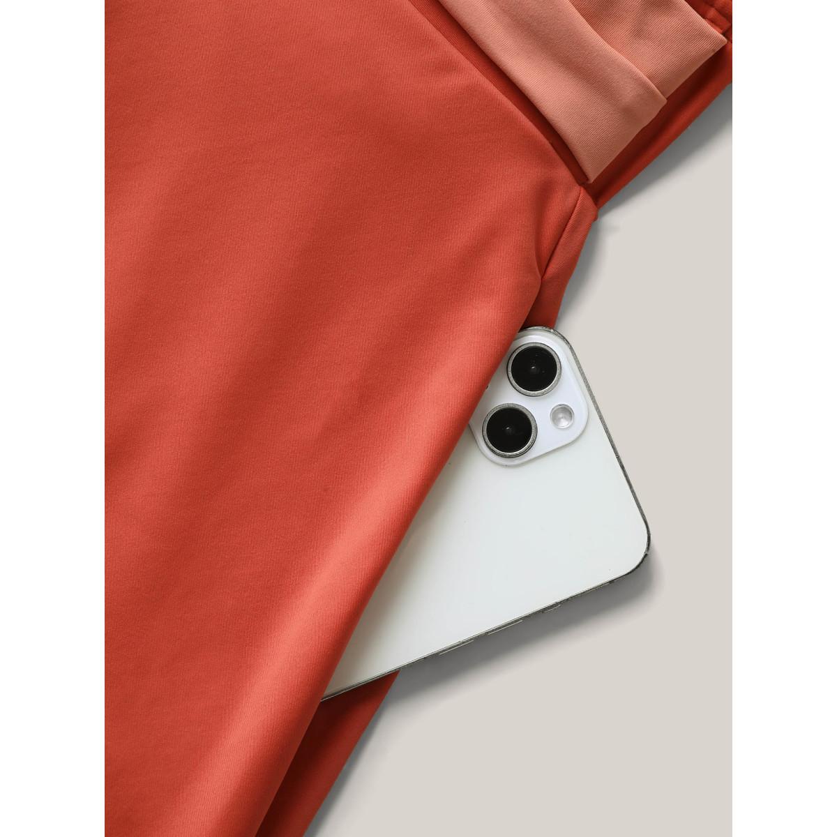 Plus Size Sewn-in-Belt Bow Pockets Swim Dress Women's Swimwear Salmon Beach Bodycon V-neck High stretch Curve Swim Dresses BloomChic 28/5X Product Image