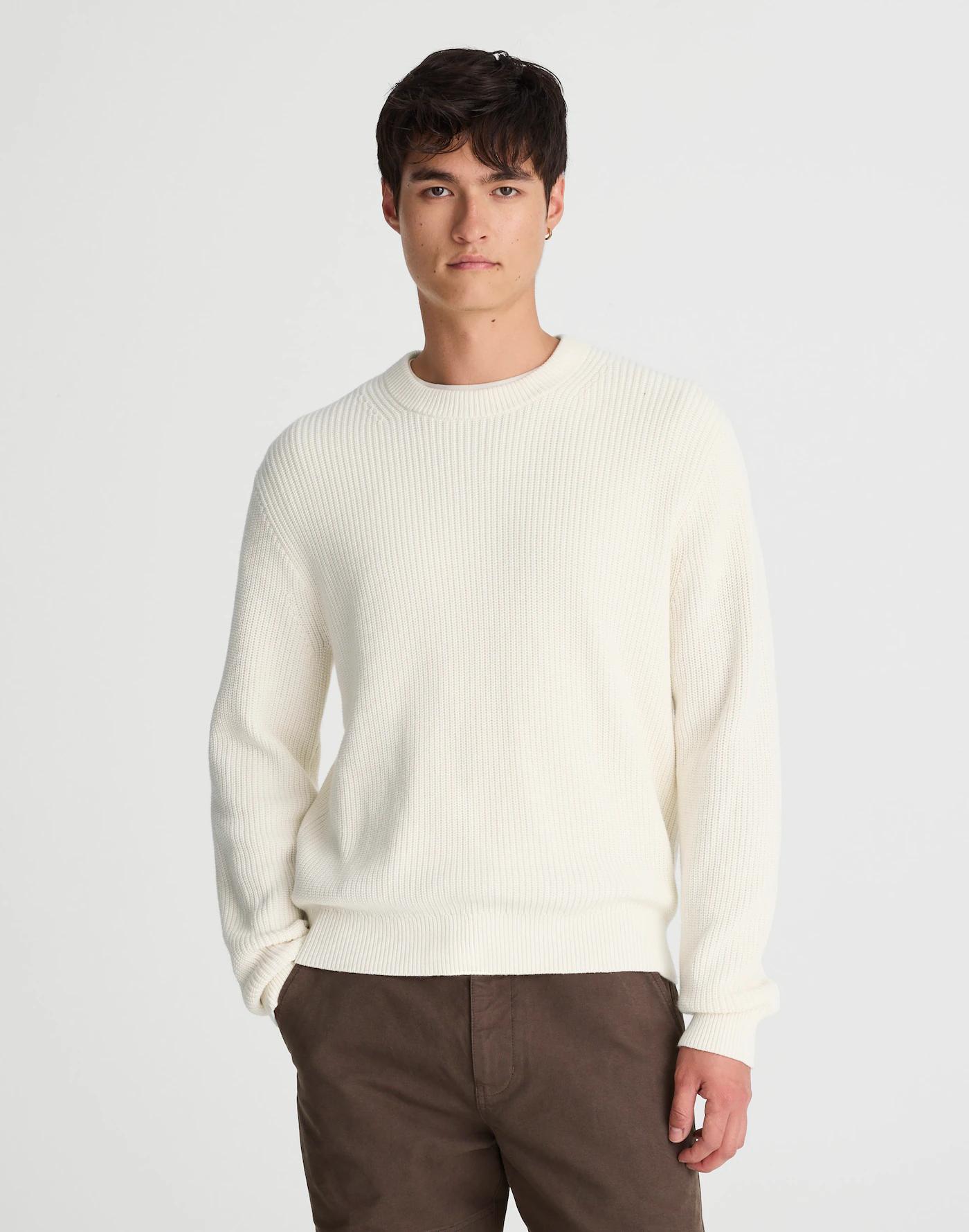 Cotton Shaker-Stitch Crewneck Sweater Product Image