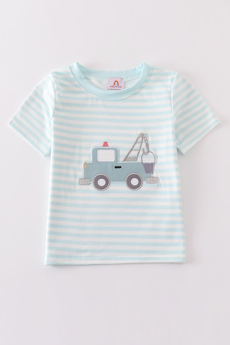 Blue stripe crane truck applique top Product Image