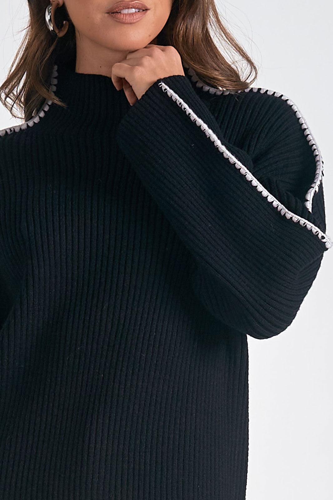 Piped Sleeve Mock Neck Product Image