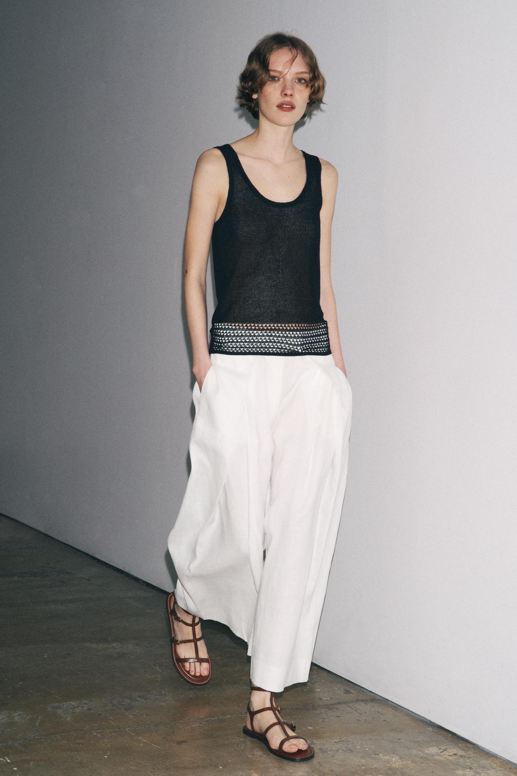 POINTELLE KNIT CROP TOP Product Image