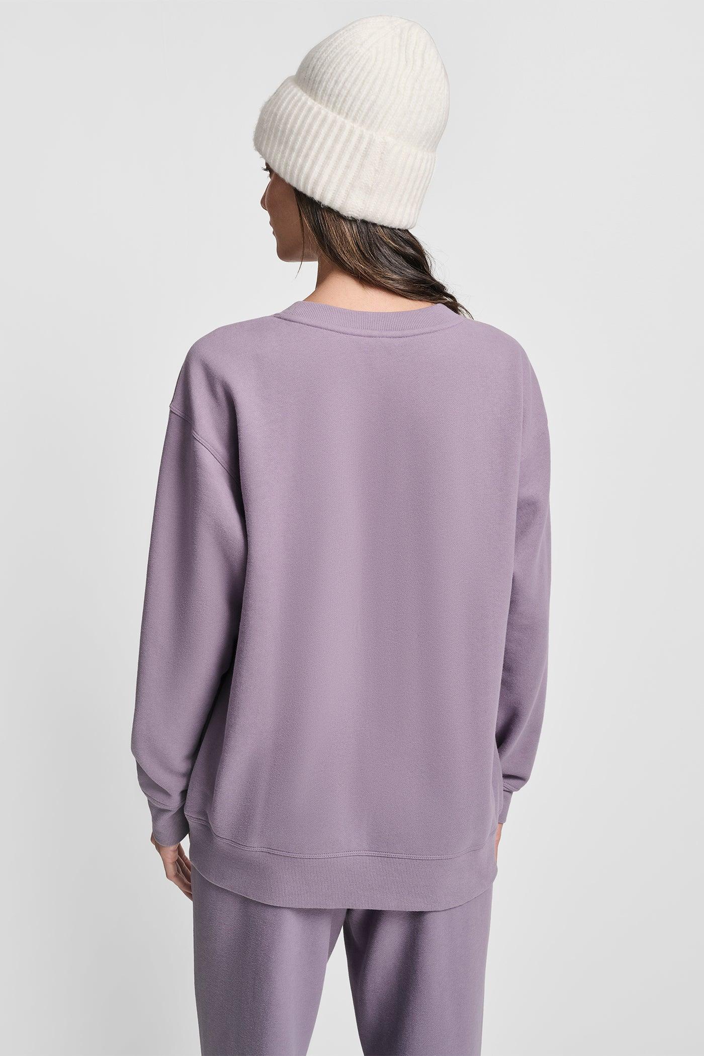 STACKED SATIN LOGO LONG LINE CREW NECK PULLOVER Product Image
