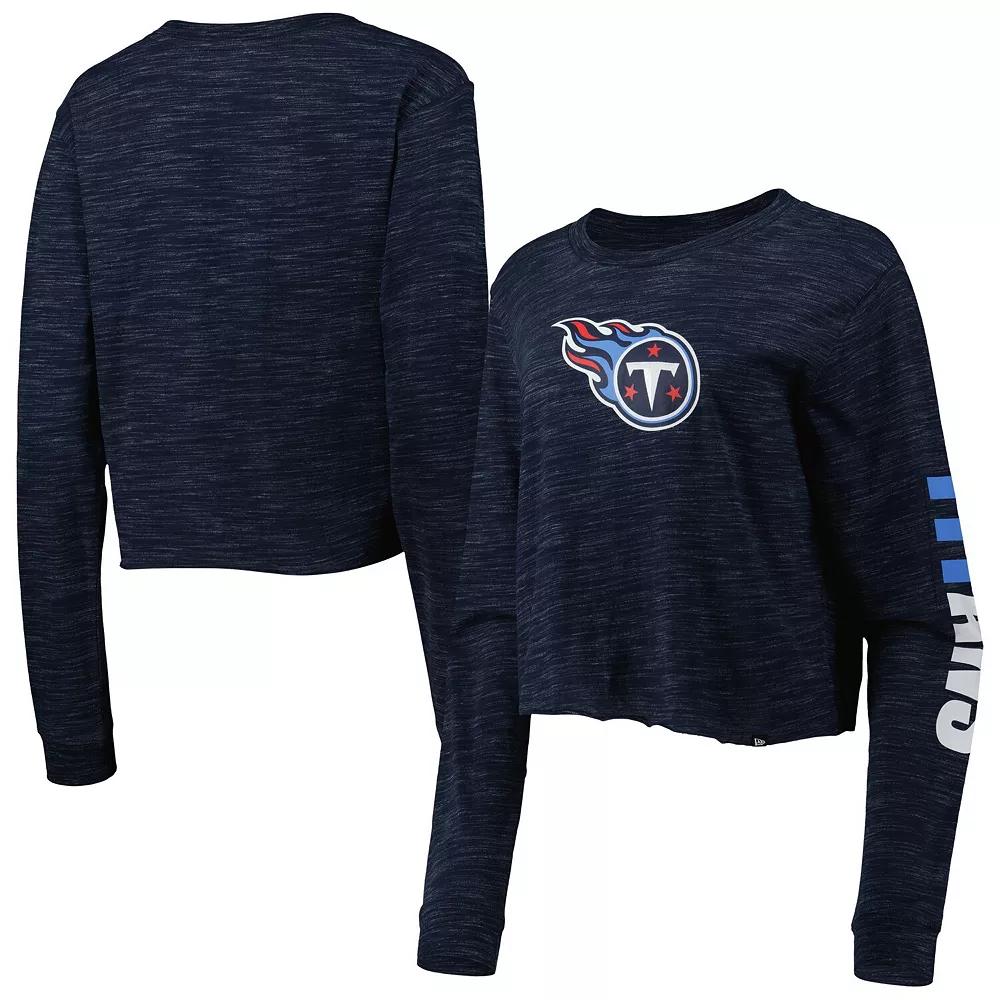 Women's New Era Navy Tennessee Titans Crop Long Sleeve T-Shirt, Size: XL, Blue Product Image