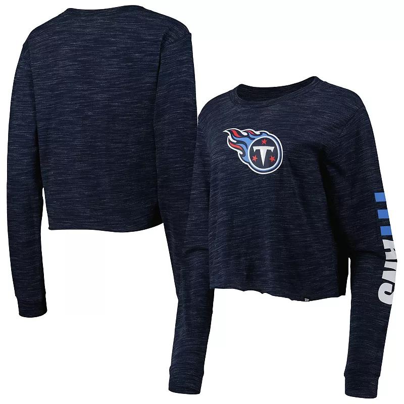 Women's New Era Navy Tennessee Titans Crop Long Sleeve T-Shirt, Size: XL, Blue Product Image