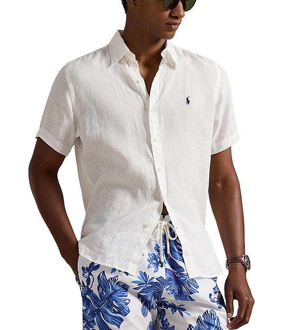 Polo Ralph Lauren Solid Linen Short Sleeve Woven Shirt Product Image