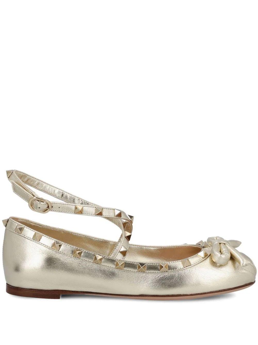 Rockstud leather ballerina shoes Product Image