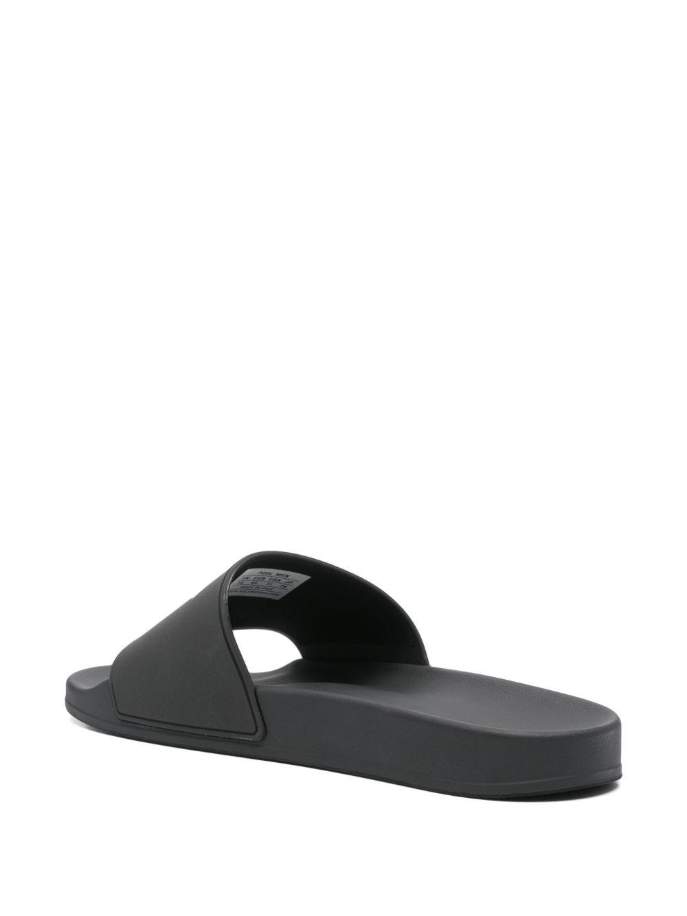 BALENCIAGA Black Sandals With Maxi Contrasting Logo In Tech Fabric Man In Multicolor Product Image