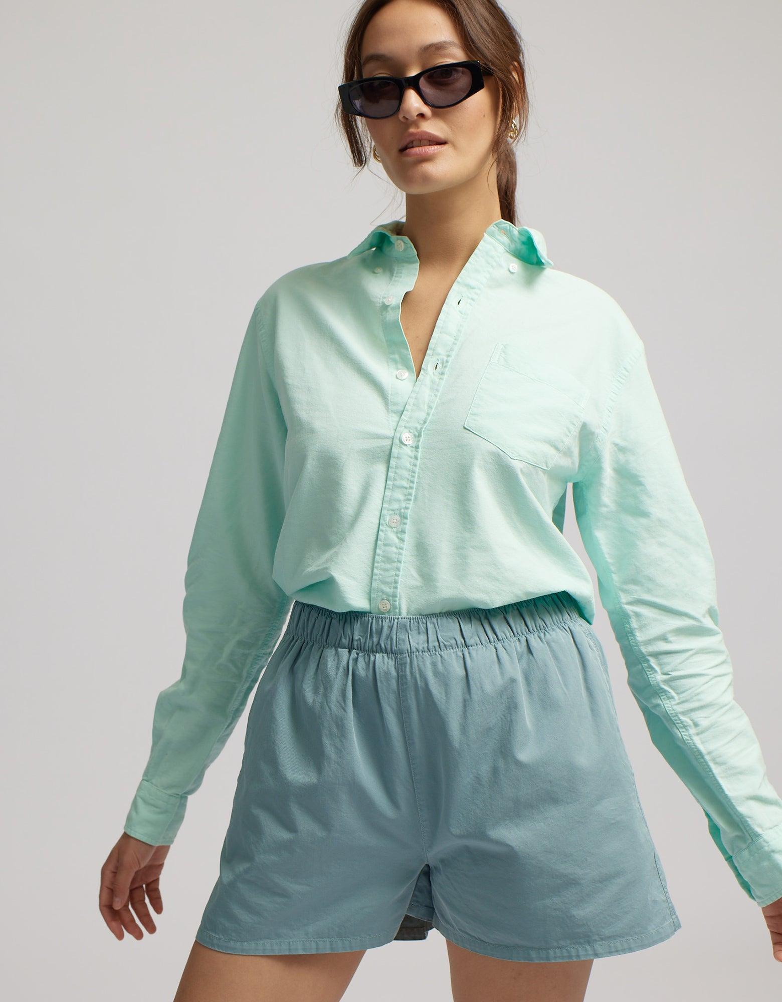 Women Organic Twill Shorts - Navy Blue Product Image