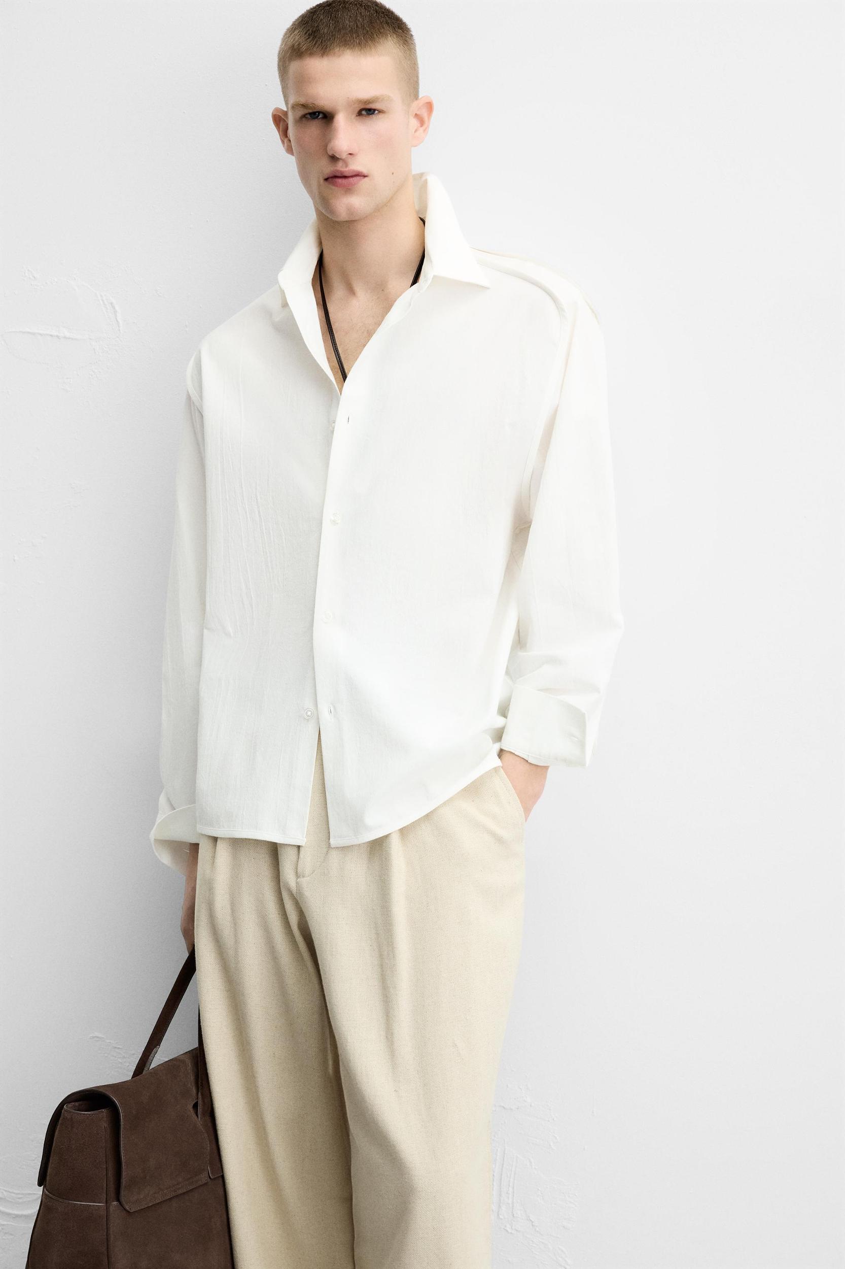 TEXTURED WEAVE SHIRT WITH PIPING Product Image