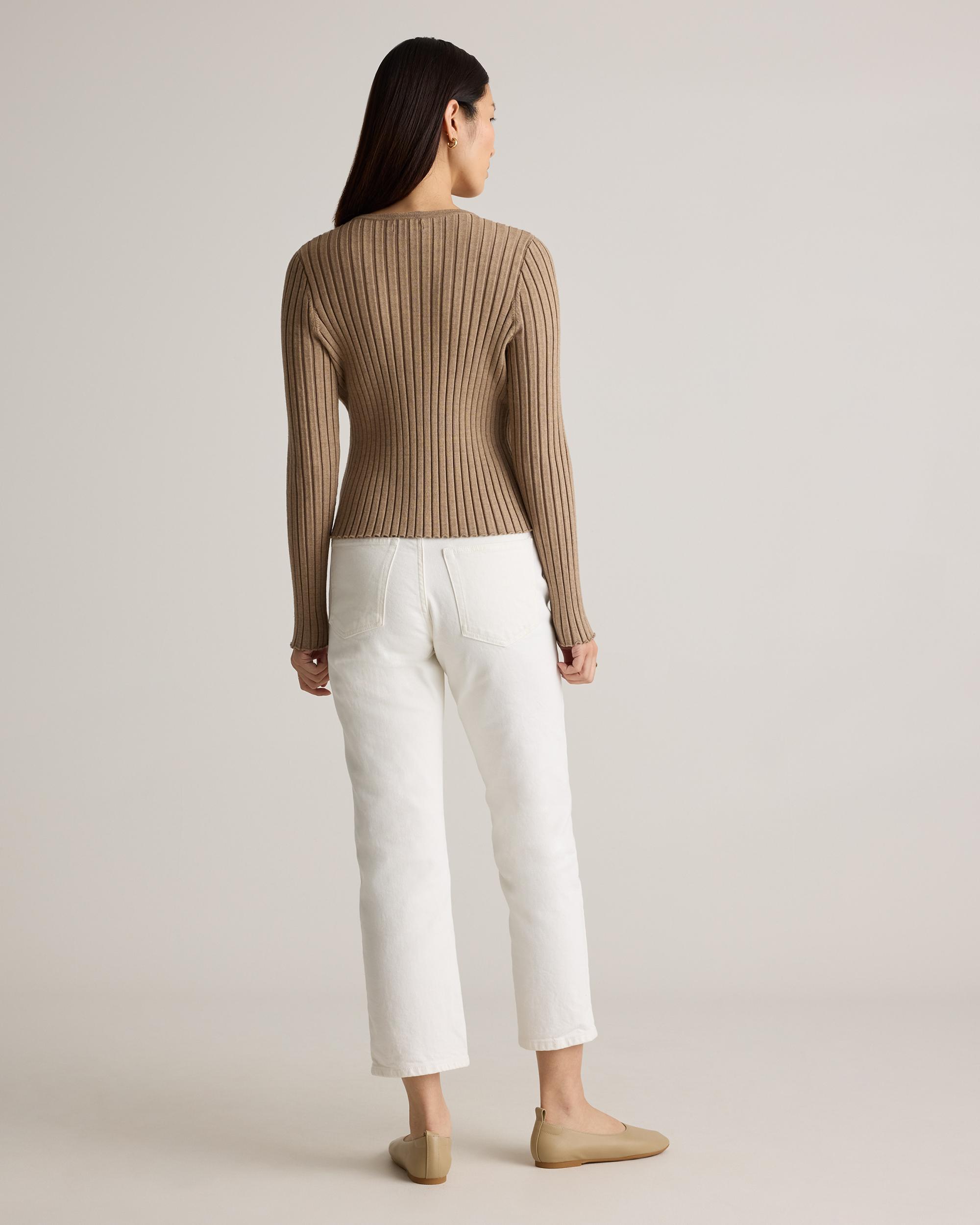 Quince | Women's Eco-Knit Cropped Rib Cardigan Sweater Product Image