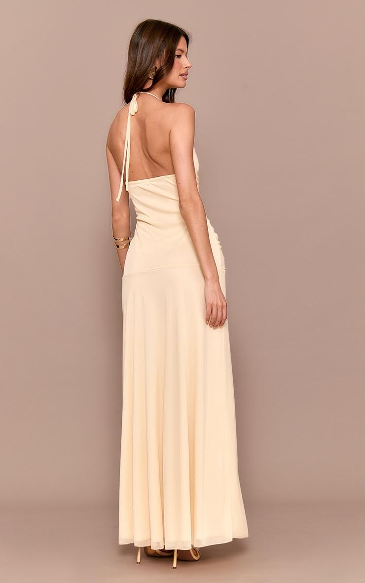 Cream Ruched Detail Strappy Maxi Dress Product Image