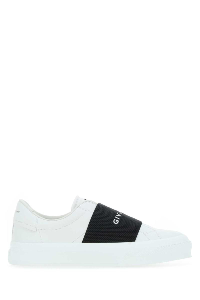 GIVENCHY Logo-embroidered Slip-on Leather Sneakers In White Black Product Image