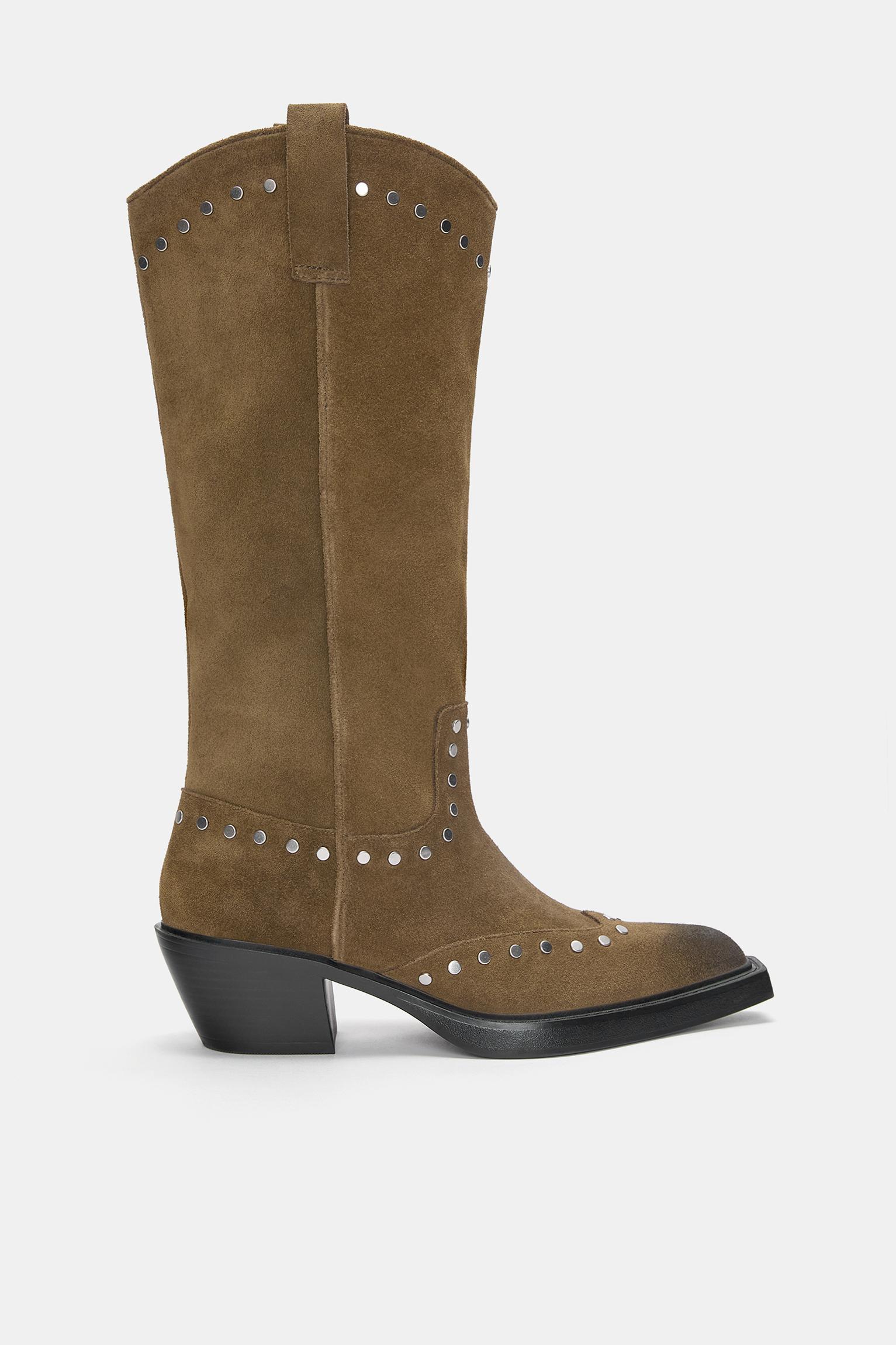 Studded leather cowboy boots Product Image