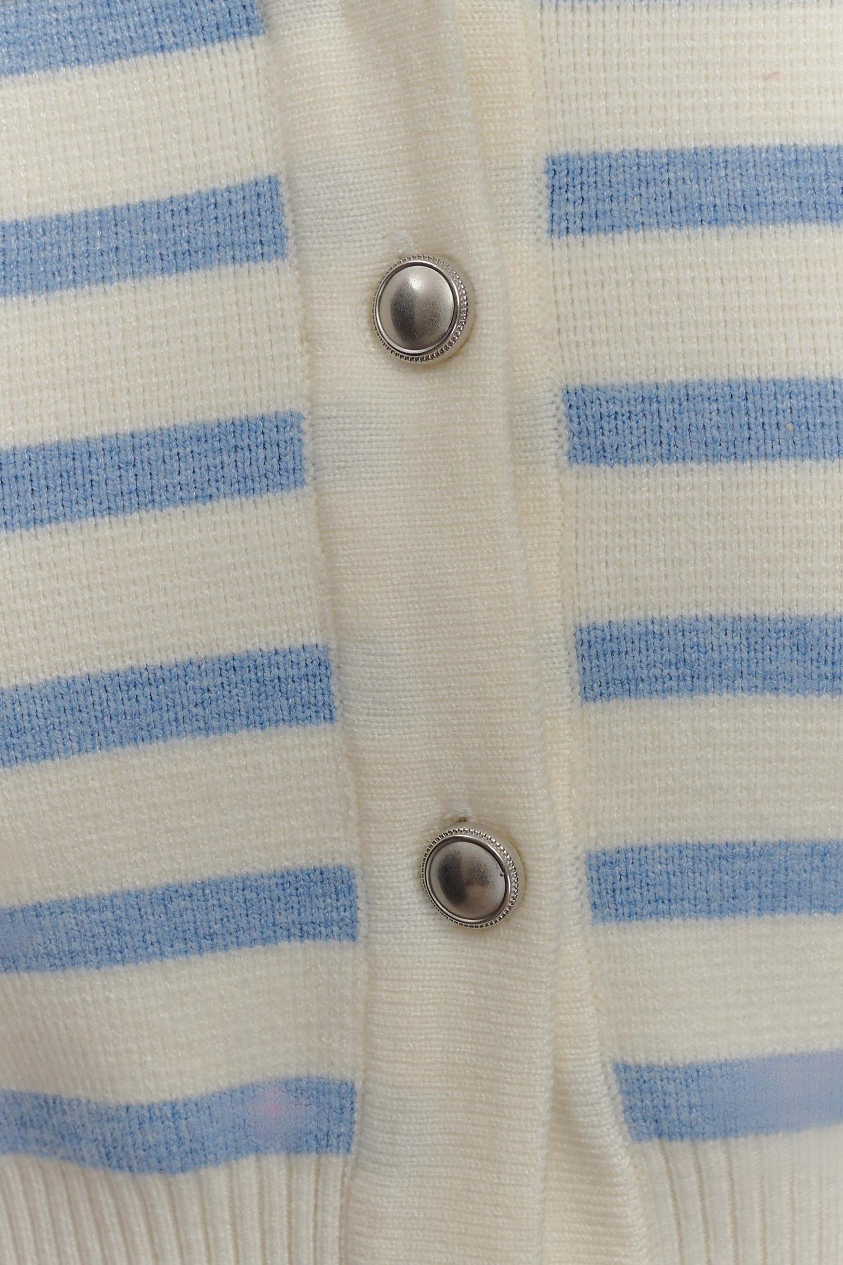 Tanner Striped Knit Cardigan - Light Blue/White Product Image