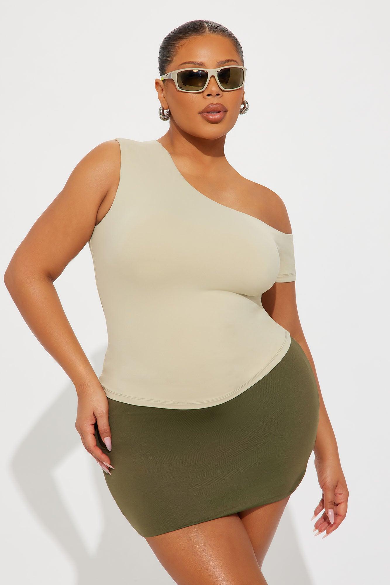 Second Skin Double Lined Off Shoulder Top - Stone Female Product Image