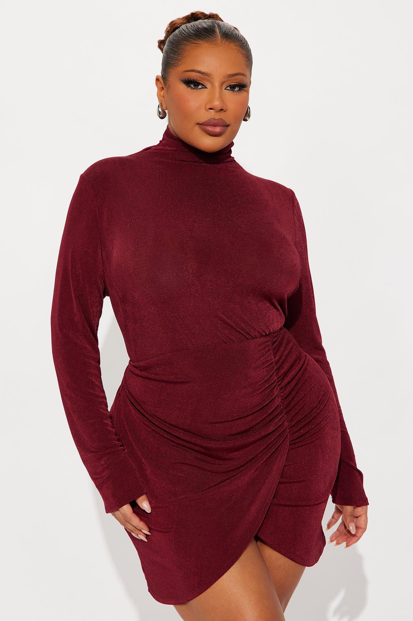 Taylor Ruched Mini Dress - Burgundy Female Product Image