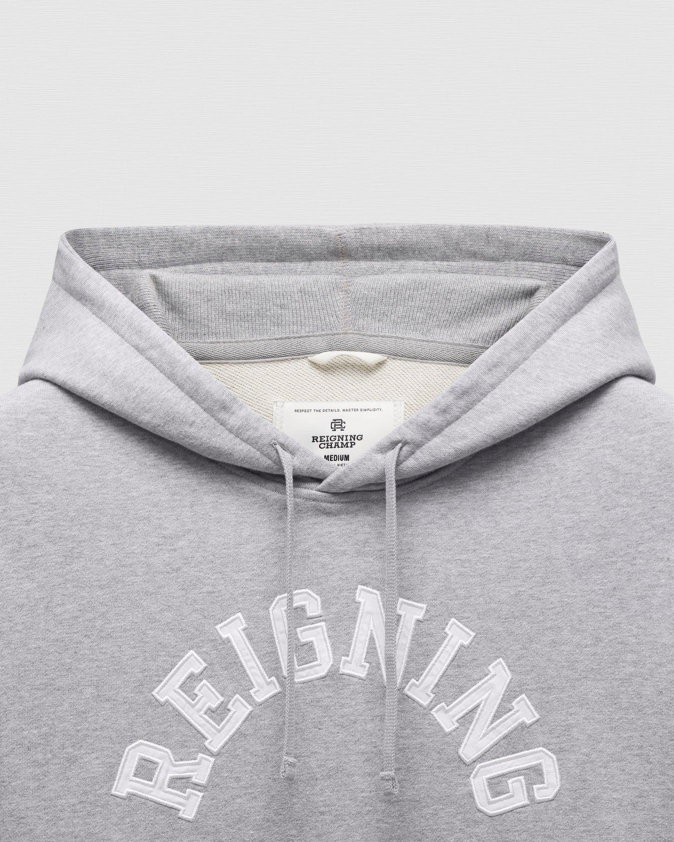 Reigning Champ Migweight Terry Arch Logo Hoodie in Heather Grey Product Image