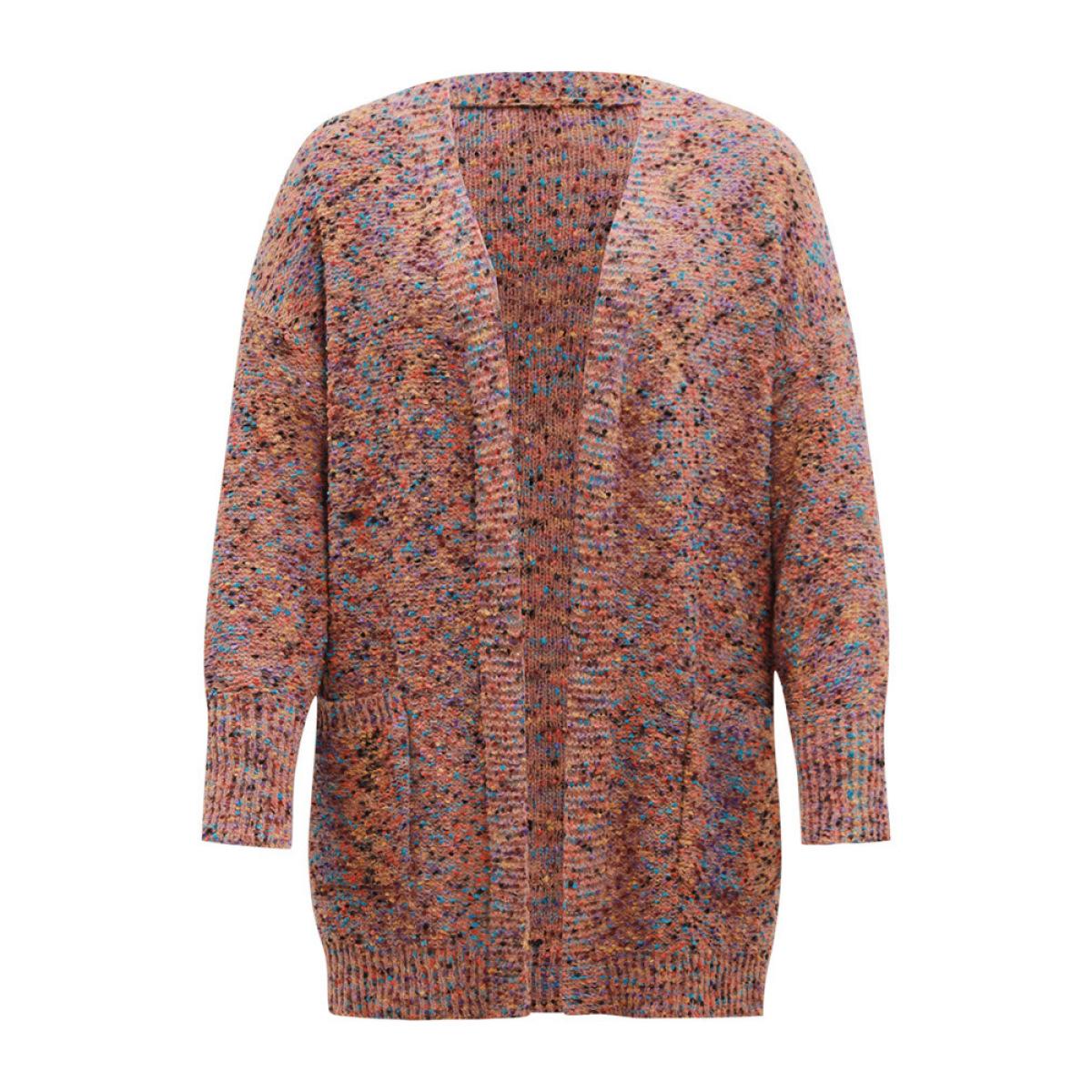 Plus Size Colour Heather Pocket Open Front Cardigan Multicolor Women Casual Loose Long Sleeve Dailywear Cardigans BloomChic 10/M Product Image