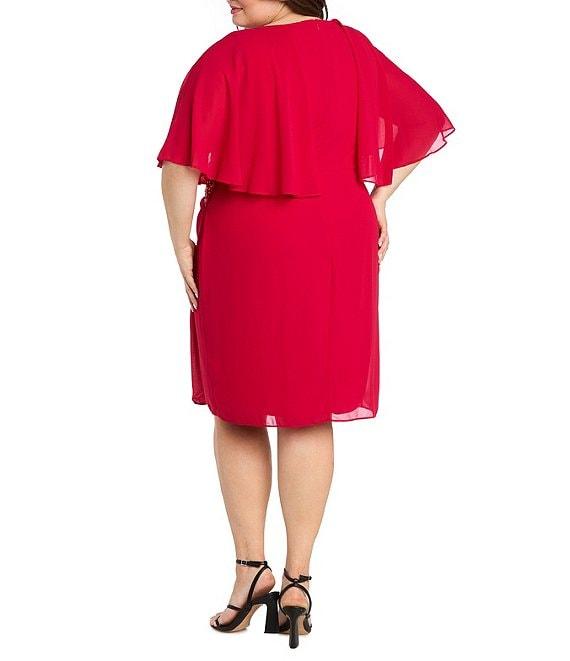 R & M Richards Plus Size Short Capelet Sleeve Chiffon Dress Product Image