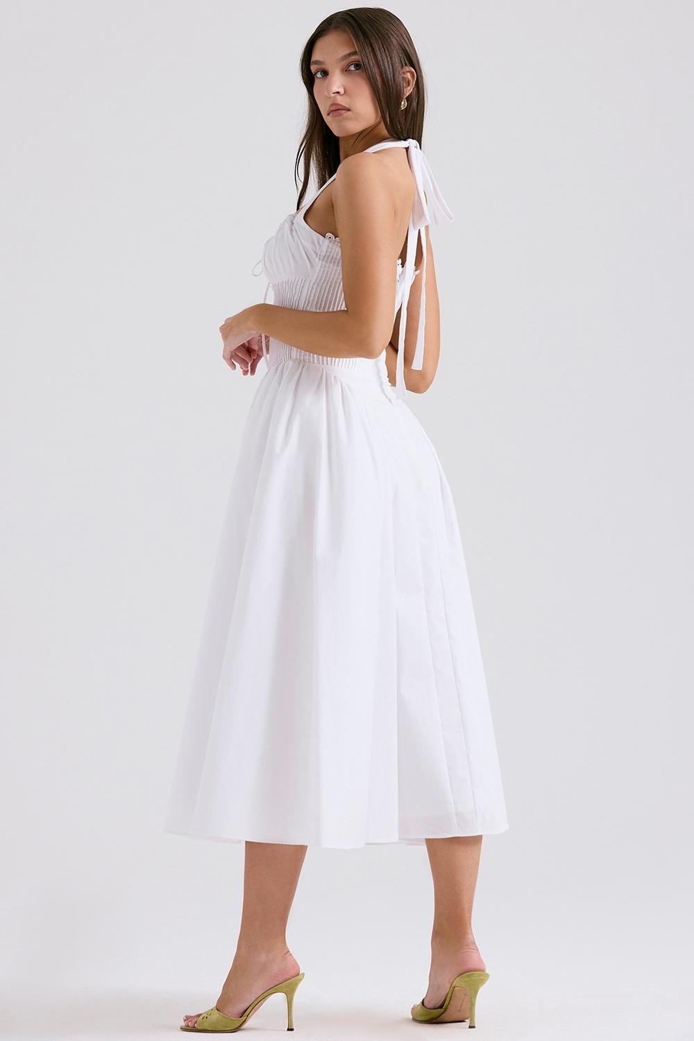 Adabella  white cotton halter sundress Product Image
