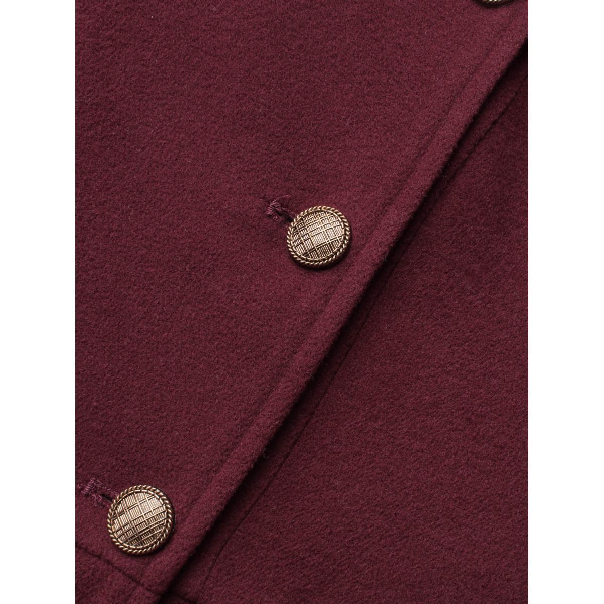 Plus Size Plain Button Up Ruffle Trim Coat Women Scarlet Elegant Button Bodycon Ladies Everyday Winter Coats BloomChic 14-16/1X Product Image