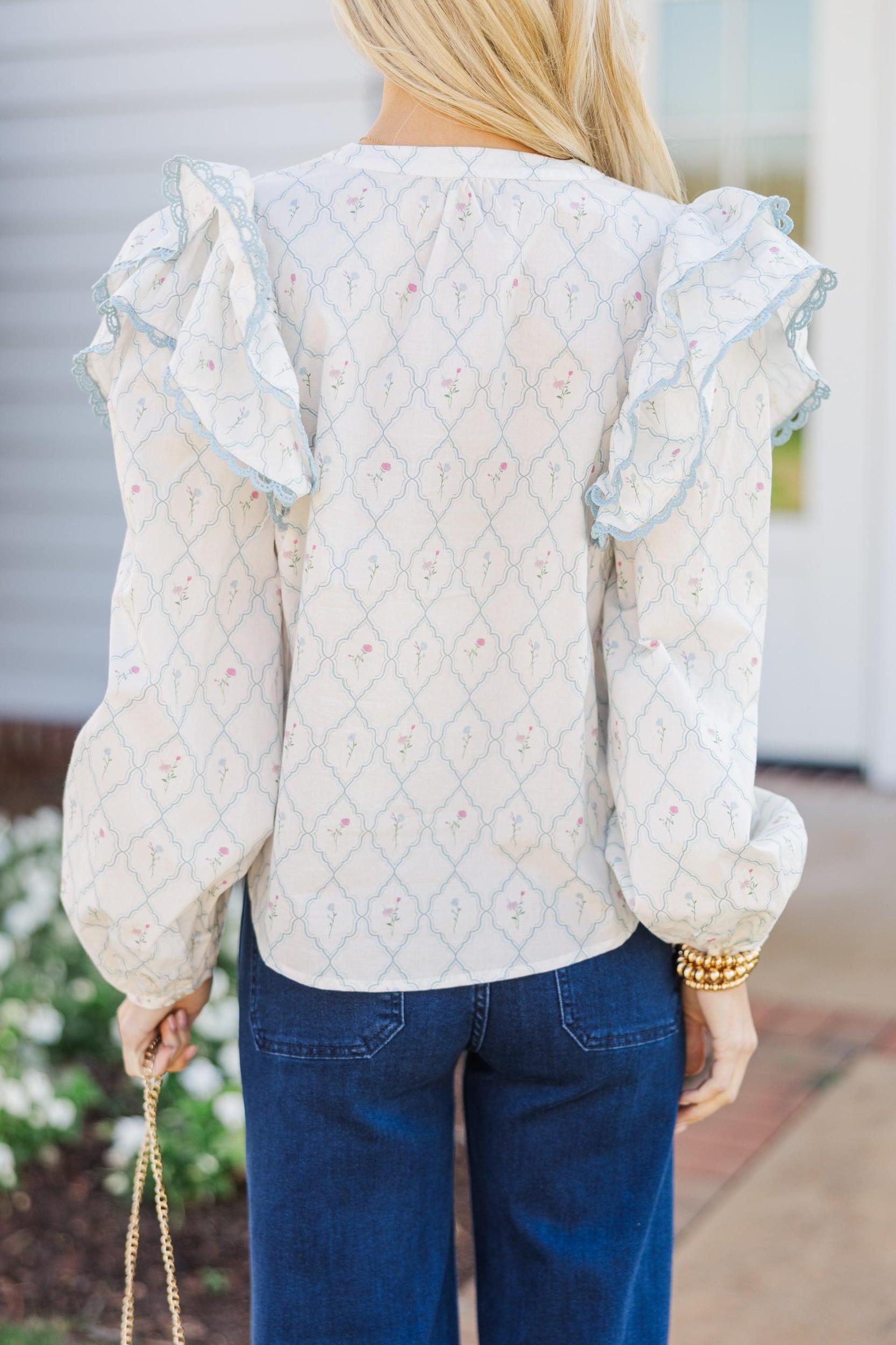 The Rendezvous Cream Medallion Blouse Female Product Image