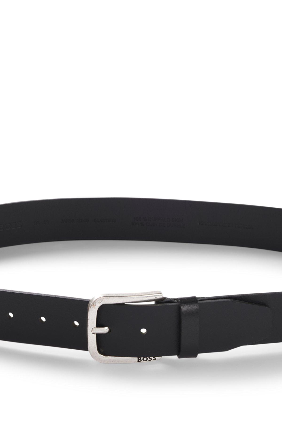 Buffalo-leather belt with branded pin buckle Product Image