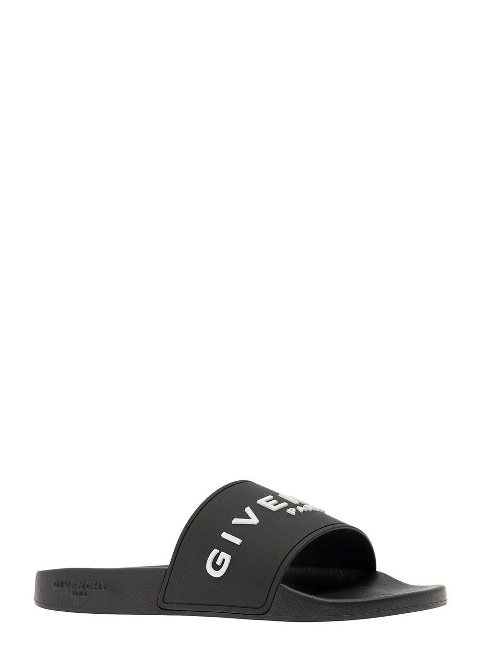 Black Logo-Print Pool Slides Product Image