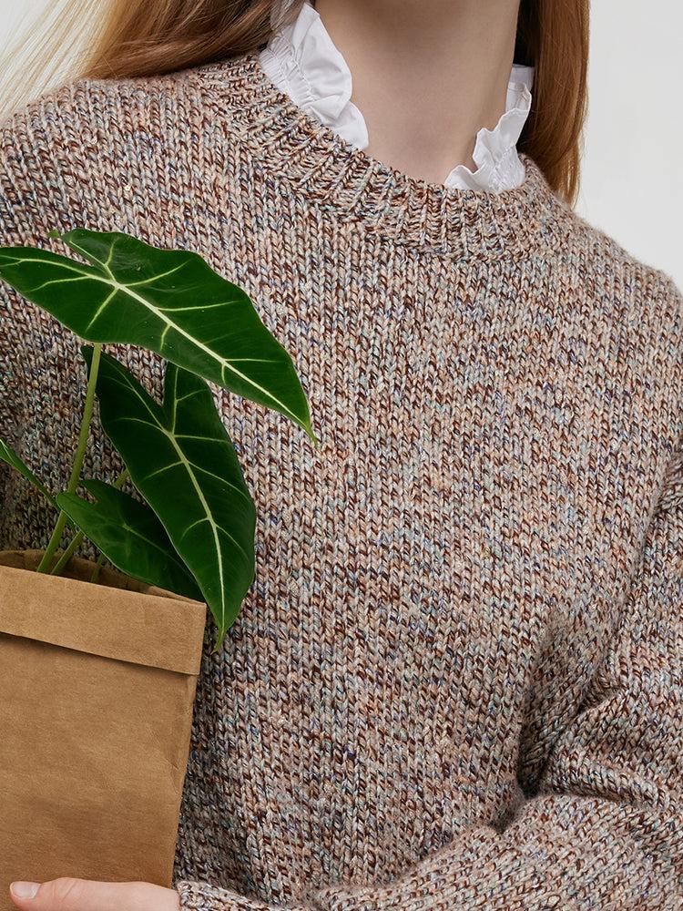 Wool Blend Round Neck Women Sweater Product Image