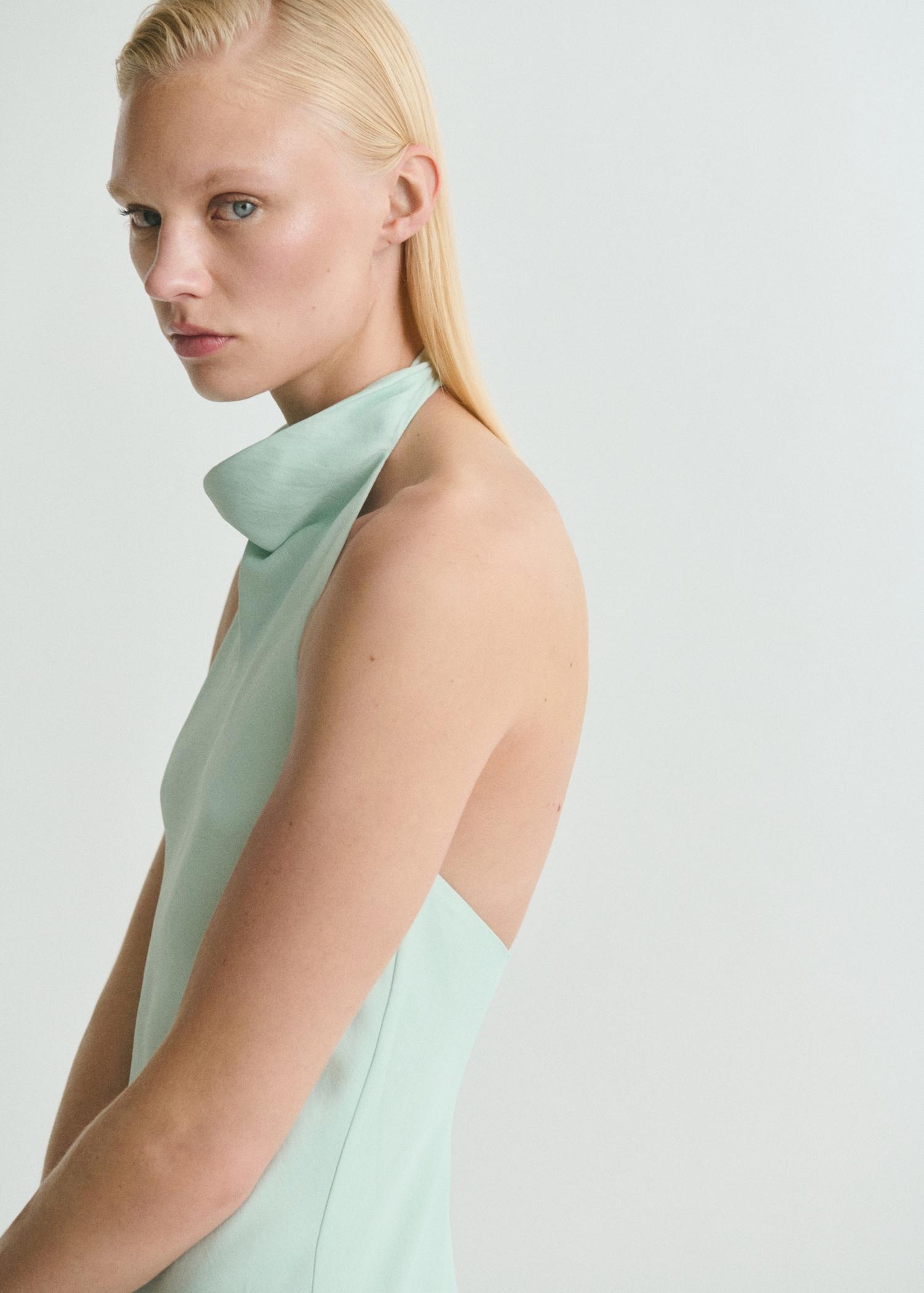 Satin halter neck dress - Women | MANGO USA Product Image