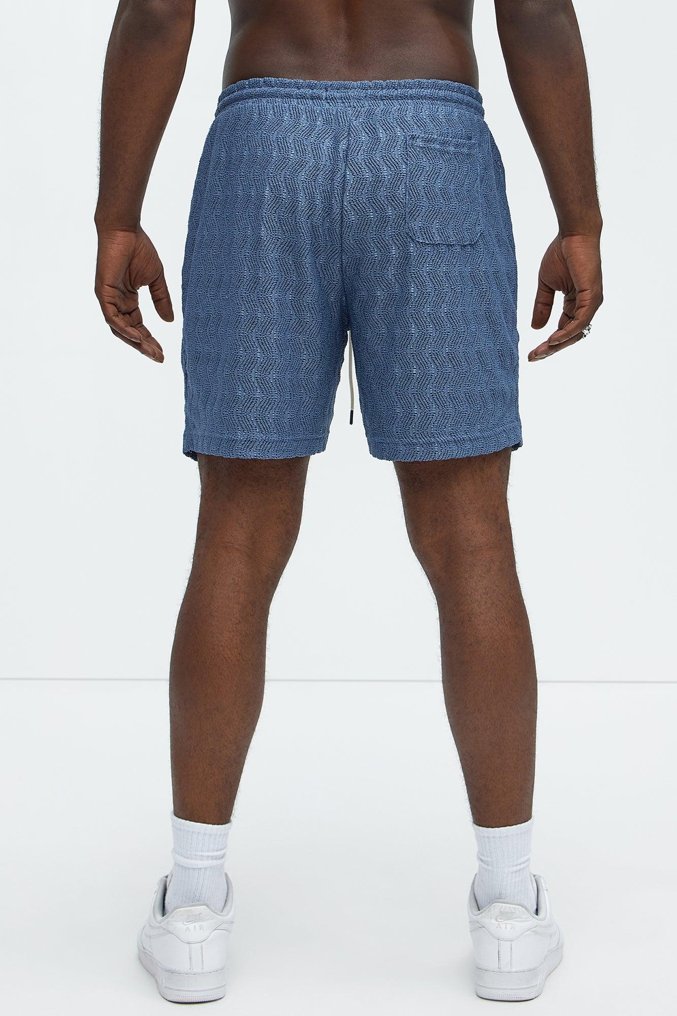 Echo Textured Drawstring Shorts - Blue Product Image