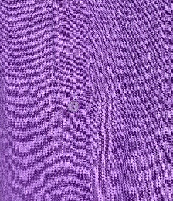 Eileen Fisher Organic Linen Handkerchief Classic Collar Button Front Long Sleeve Shirt Product Image