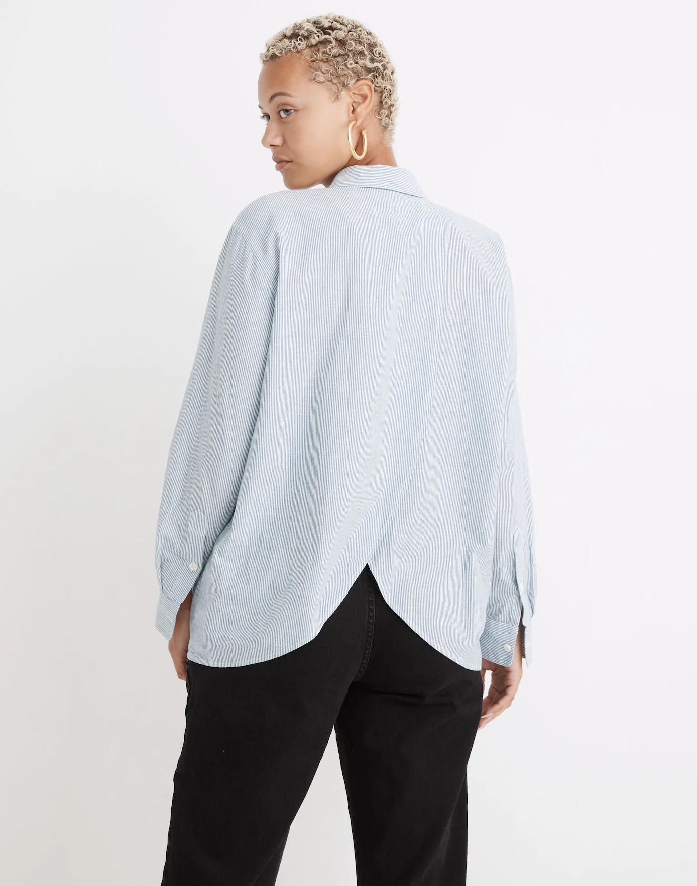 Oversized Ex-Boyfriend Tulip-Back Shirt in Stripe Product Image
