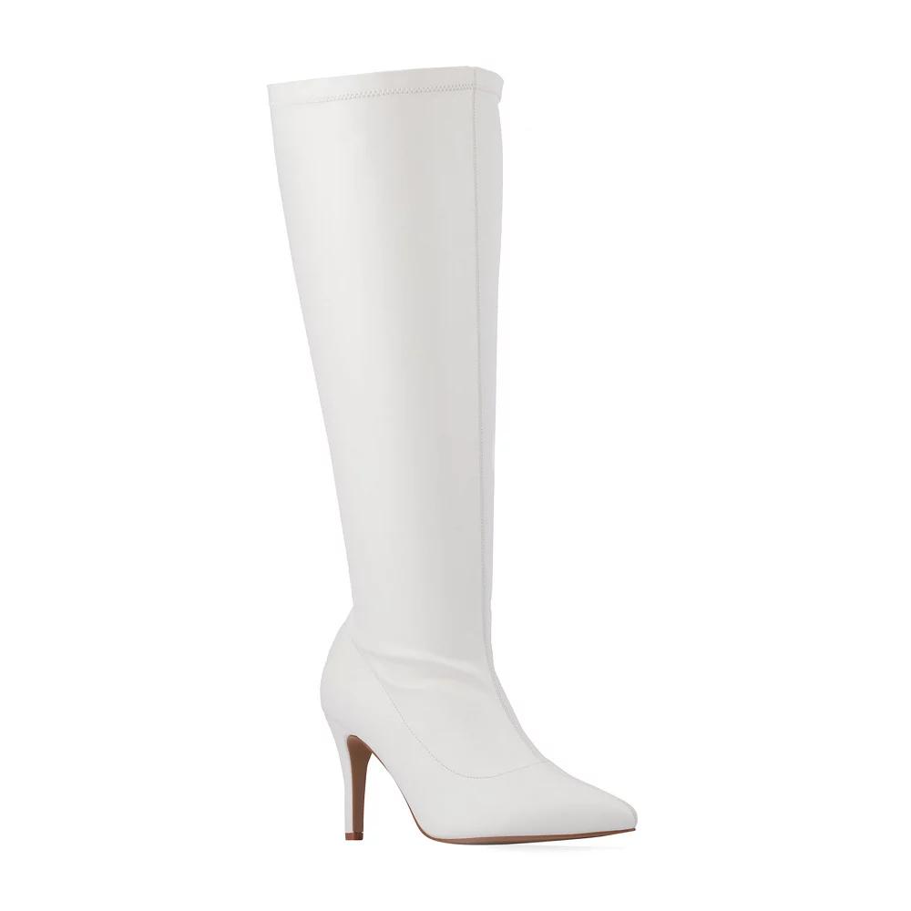 Fashion to Figure Selena Women's Wide Width Knee High Boots, Size: 10 Wide, White Product Image