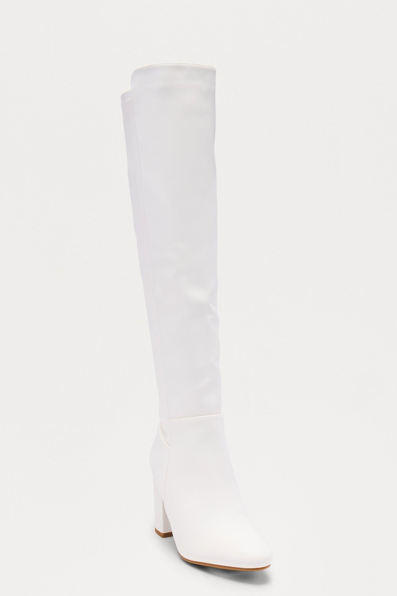 Whiskey Faux Leather Boots - White Female Product Image