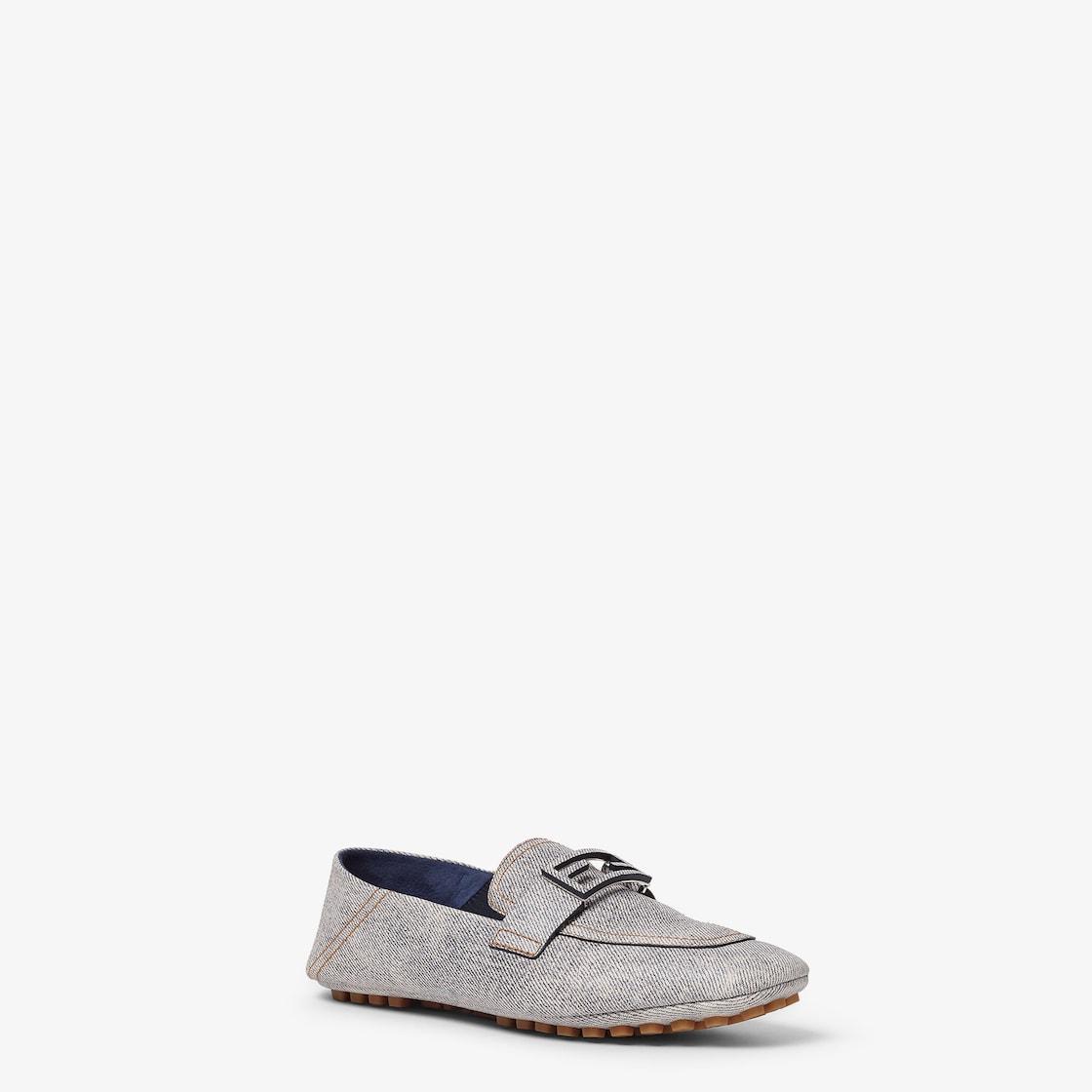 BaguetteLight blue denim-print leather loafers Product Image