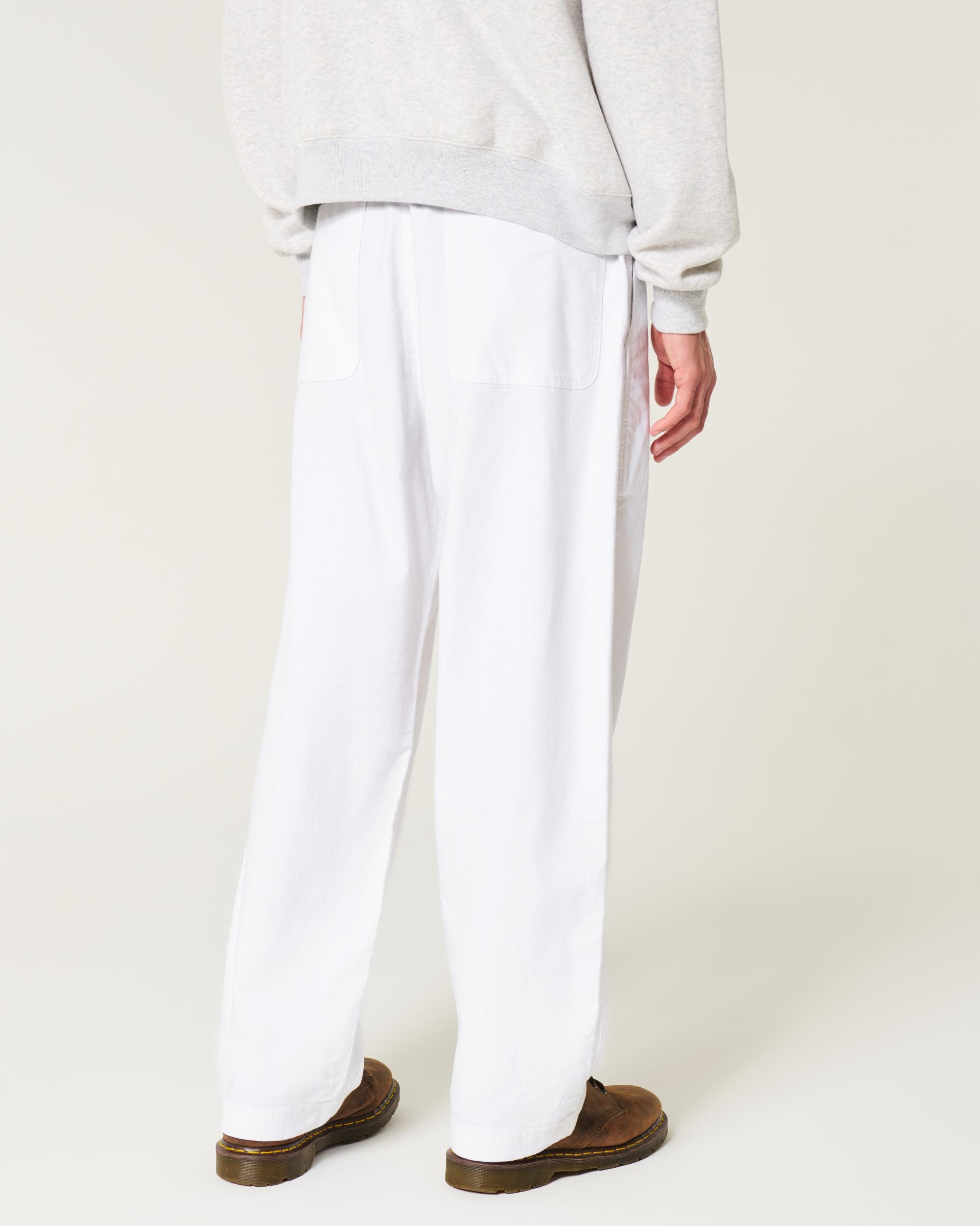 Linen-Blend Flex-Waist Baggy Pants Product Image