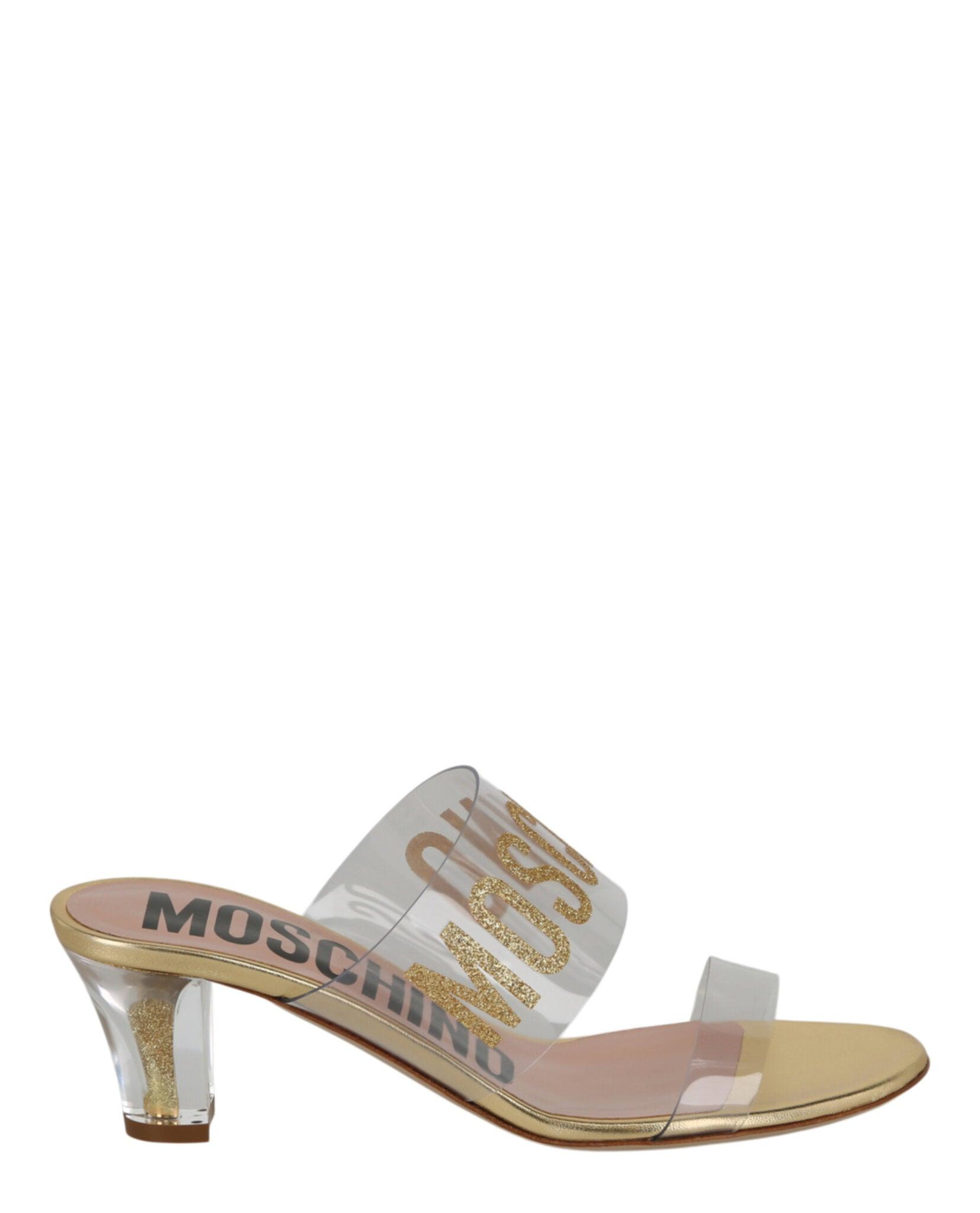 Moschino Glitter Logo Heel Sandals Female Product Image