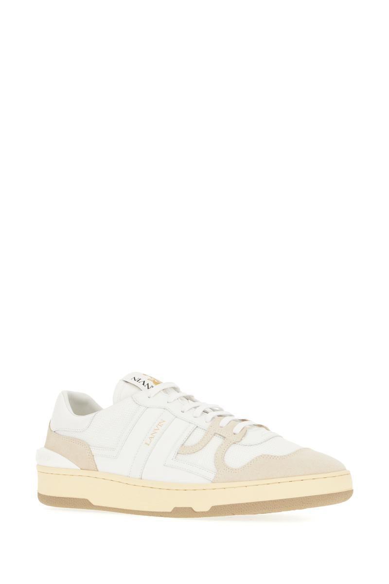 LANVIN Mesh And Leather Clay Sneakers With In White Product Image