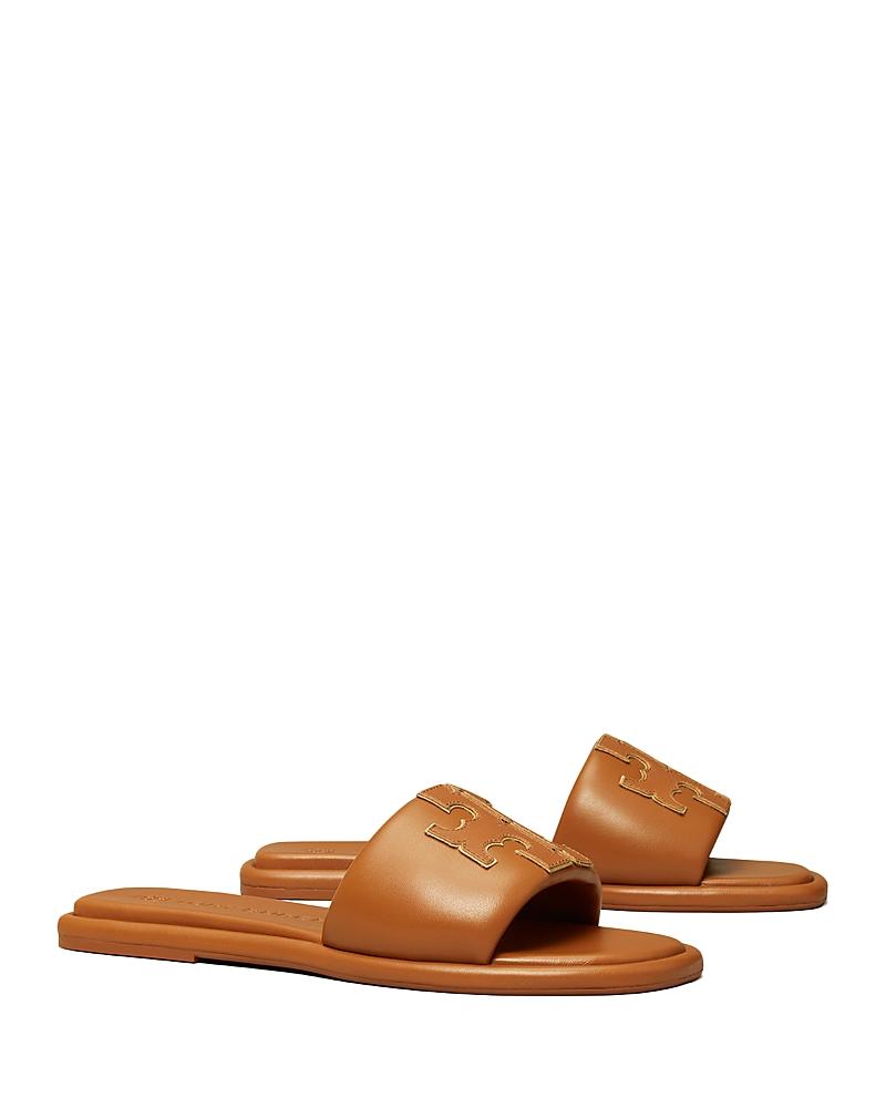 Womens Double-T Monogram Padded Leather Slide Sandals Product Image