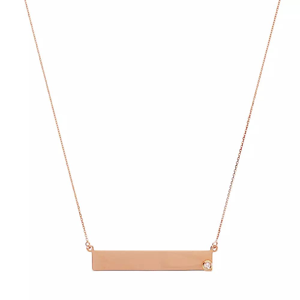 14k Gold Diamond Accent 35 mm Bar Necklace, Women's, Size: 16", Pink Product Image