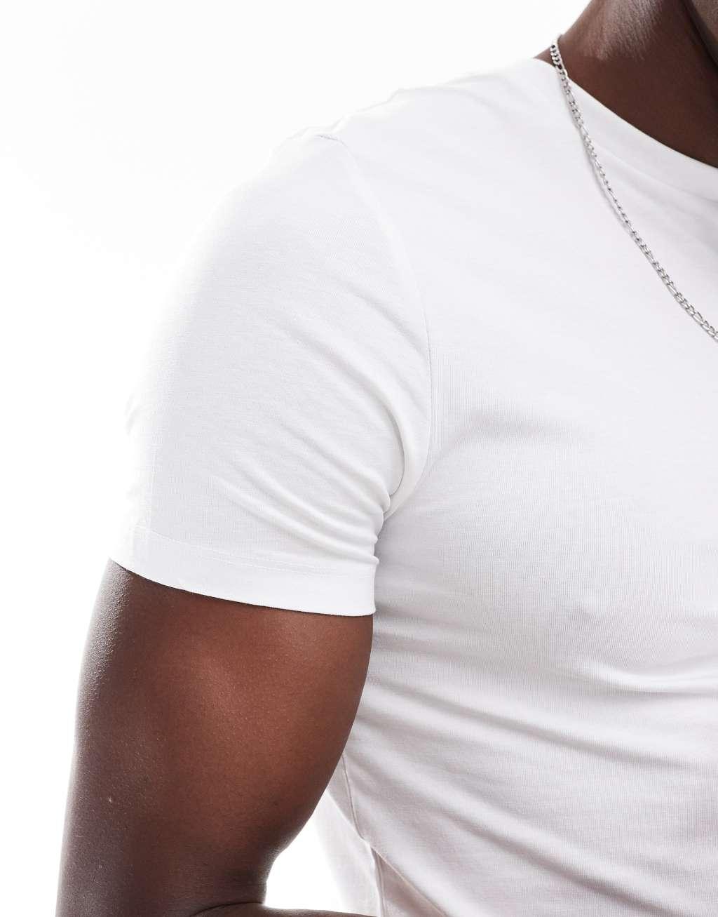 ASOS DESIGN essential 2 pack muscle fit t-shirts in black and white Product Image