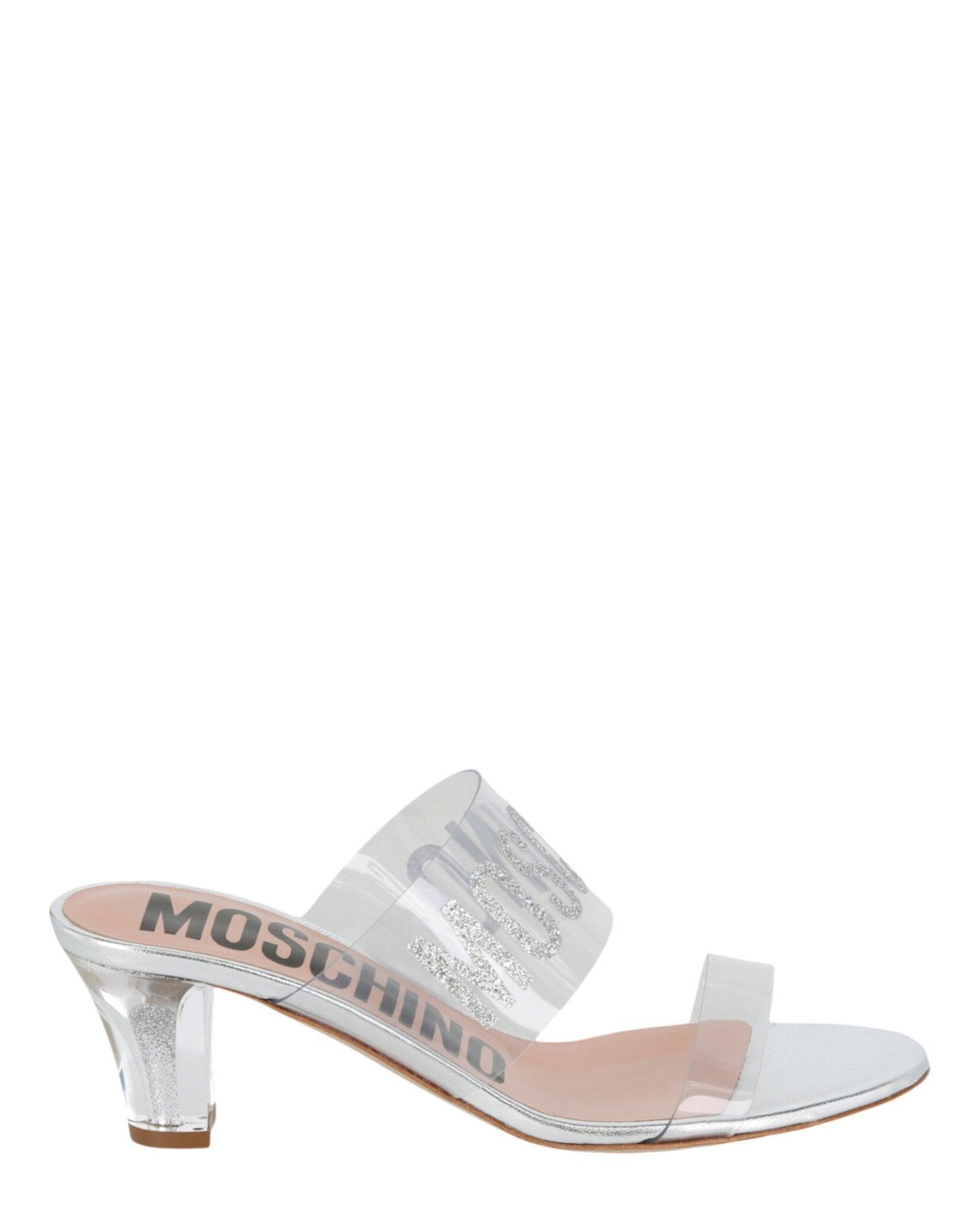 Moschino Glitter Logo Heel Sandals Female Product Image