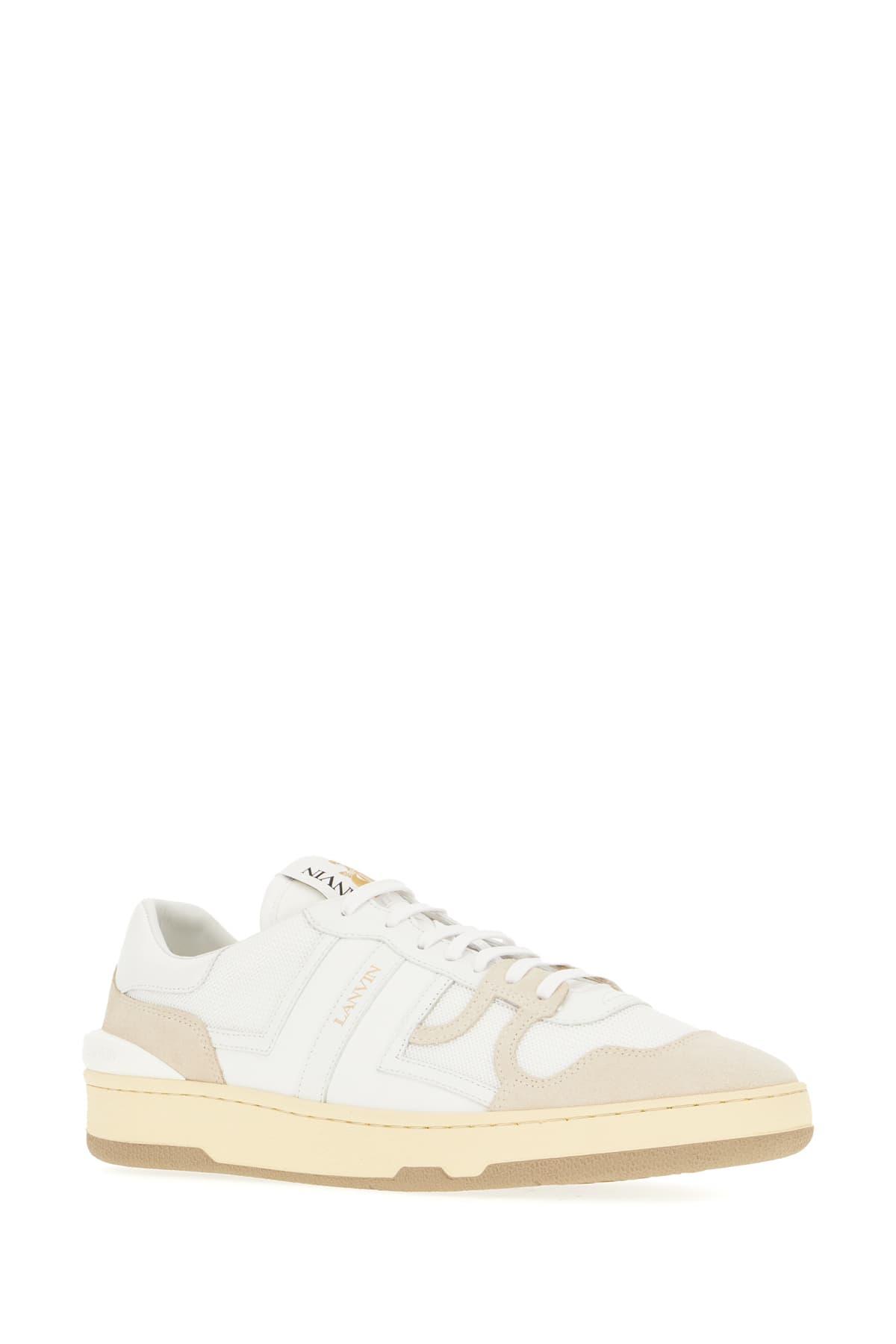 LANVIN Mesh And Leather Clay Sneakers With In White Product Image
