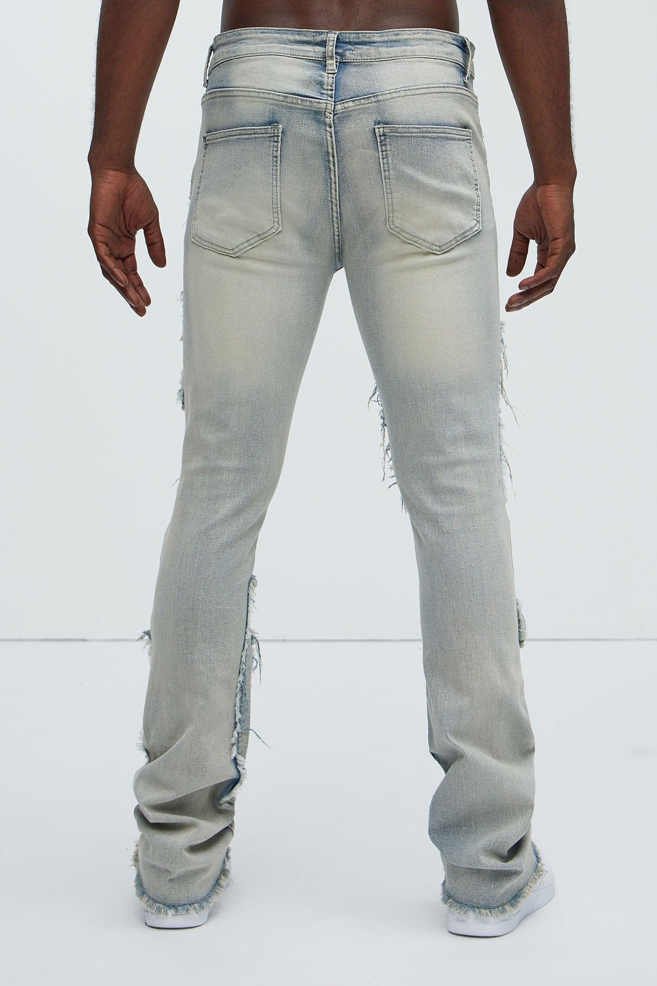 Let's Go Fray Cargo Skinny Flare Jeans - Light Wash Product Image