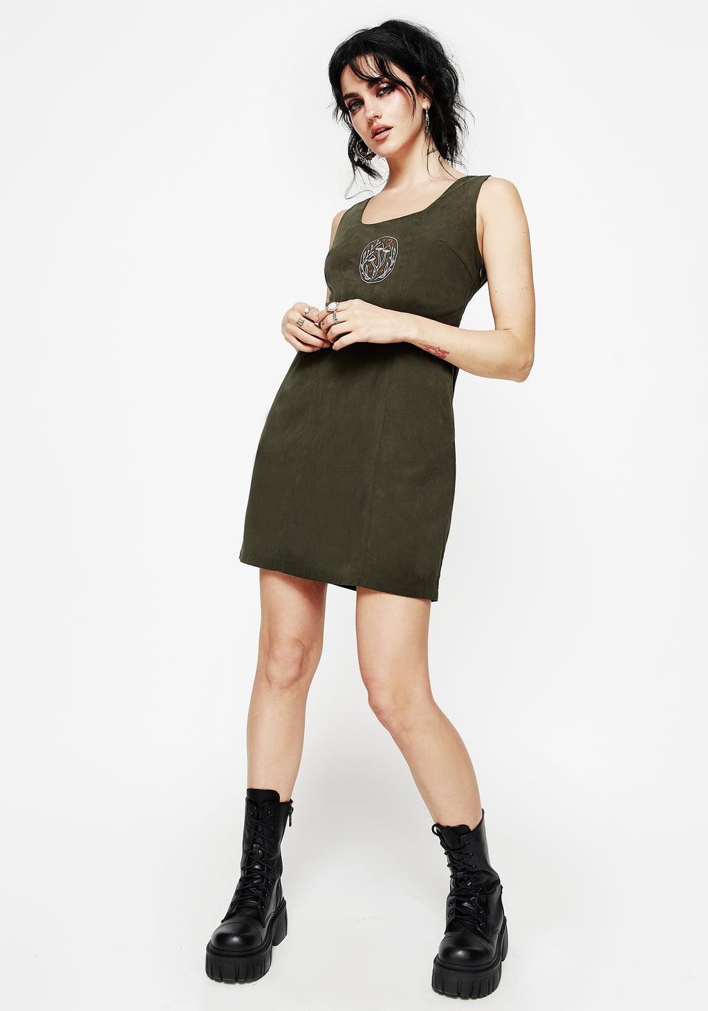 Mycelium Embroidered Mini Pinafore Dress Product Image