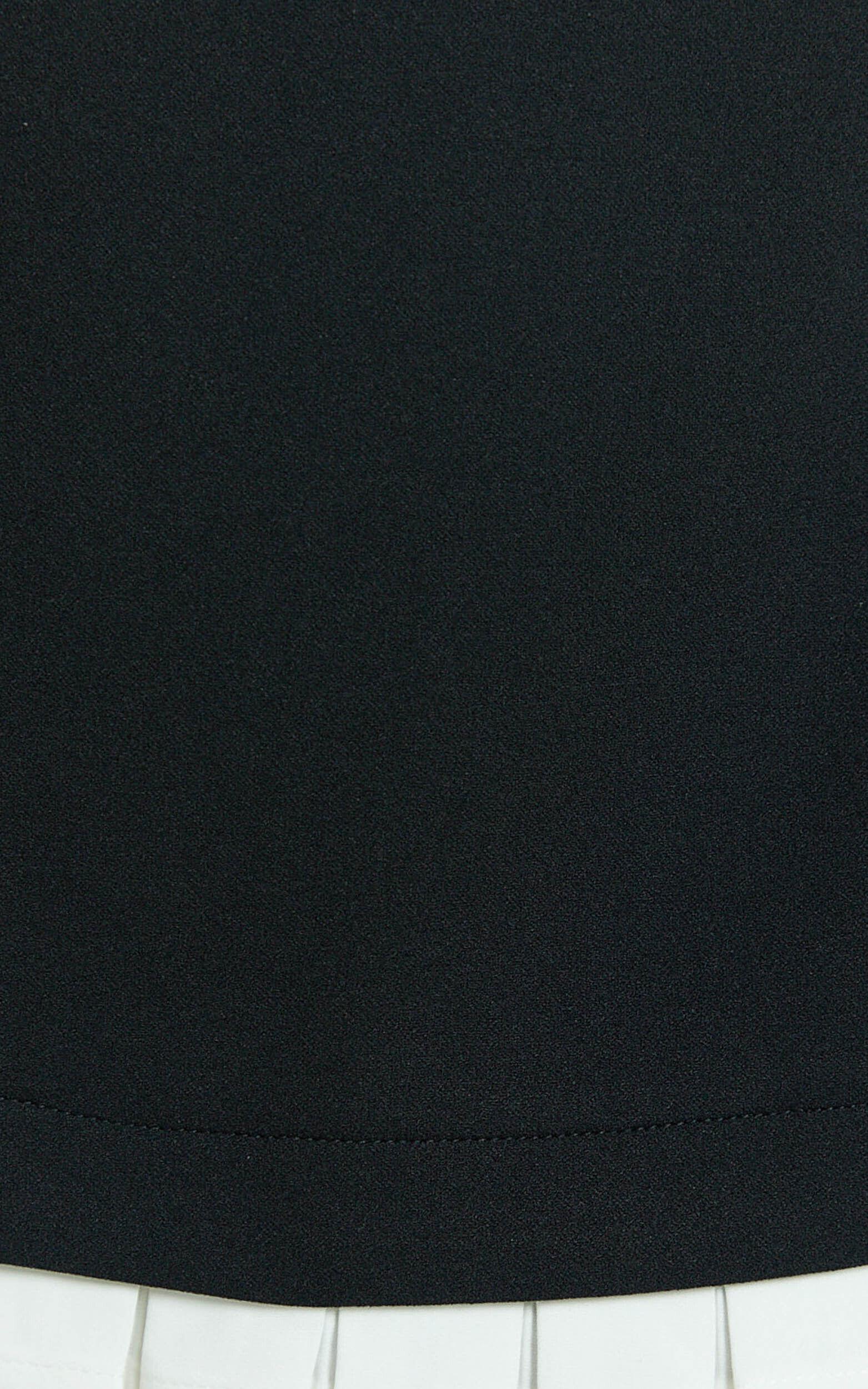 Makenzie Mini Skirt - Contrast Pleat Hem Straight Skirt in Black Product Image