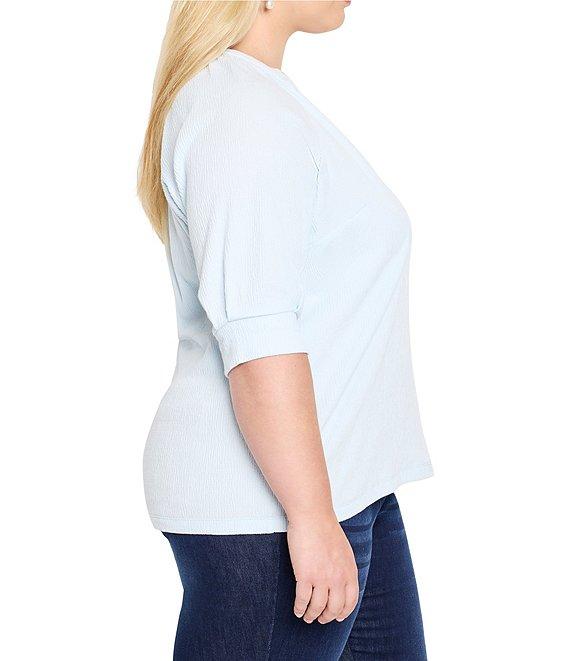 NIC + ZOE Plus Size Knit Split V-Neck Elbow Sleeve Caf Top Product Image